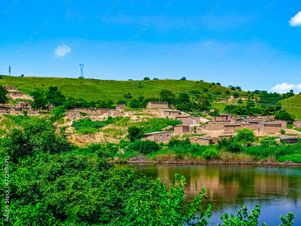 view of the river and the village