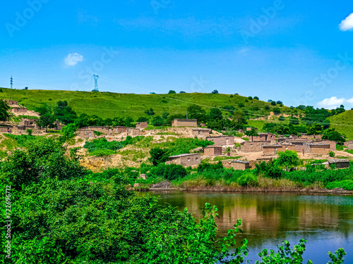 view of the river and the village
