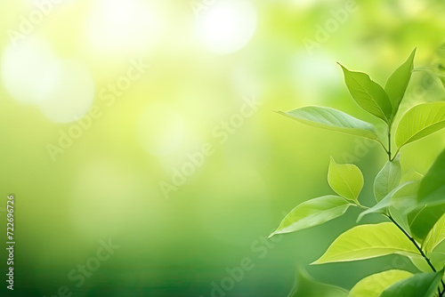 Green leaves  blurred backgrounds with bokeh  free space and nature.