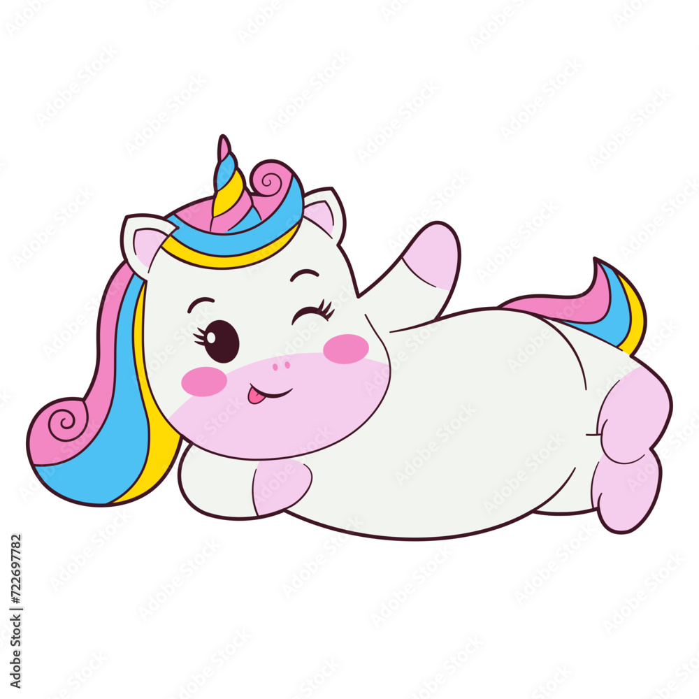 Cute Unicorn Lying Down Illustration Cute Unicorn Lying Down Illustration