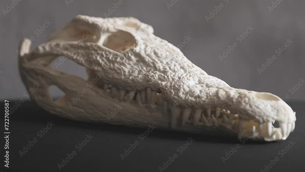 Nile Crocodile skull with intricate patterns in the bone and many sharp teeth