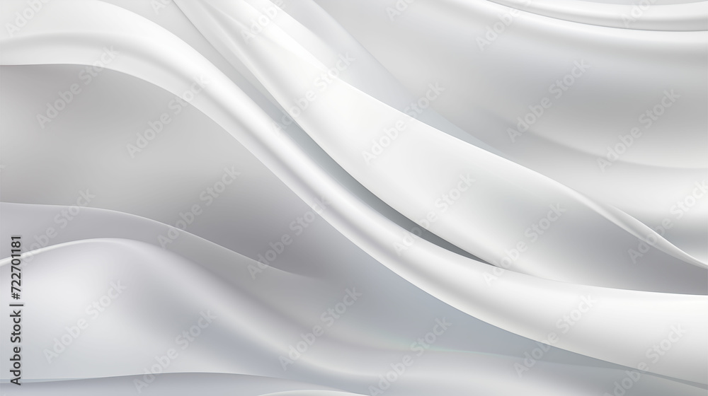 Precisionist elegance: UHD matte photo of silver flowing fabrics on a white abstract background. - obrazy, fototapety, plakaty 