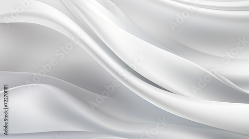 Precisionist elegance: UHD matte photo of silver flowing fabrics on a white abstract background. photo