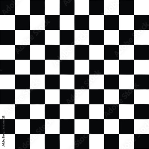Modern Checkered Pattern Black and White Texture Chess Print photo