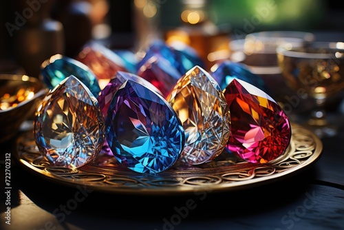 A scattering of shiny beautiful precious stones  shimmering in all shades of the rainbow. Excellent minerals for jewelry.
