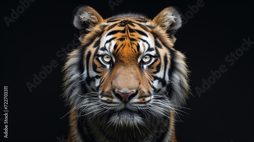 Angry tiger. Sumatran tiger (Panthera tigris sumatrae) beautiful animal portrait photo