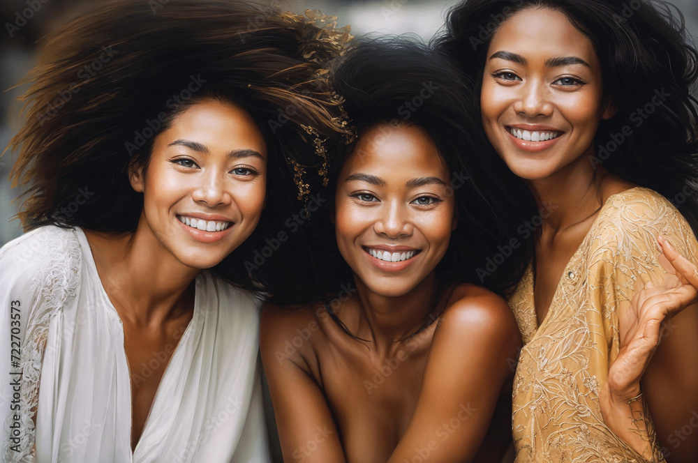 Fototapeta premium A diverse group of women are smiling at the camera.
