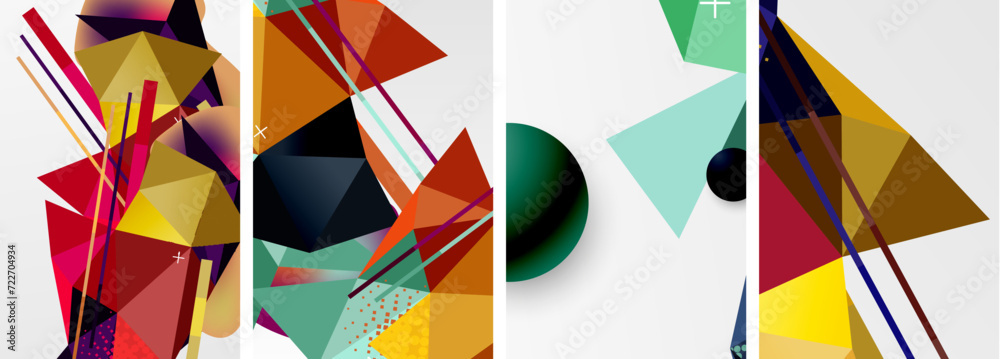 Geometric elements in abstract poster composition set. Vector illustration For Wallpaper, Banner, Background, Card, Book Illustration, landing page