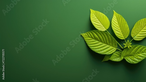 Background of green leaves on a green background. A place for text or advertising. A natural plant with lush foliage and leaf texture on the background.