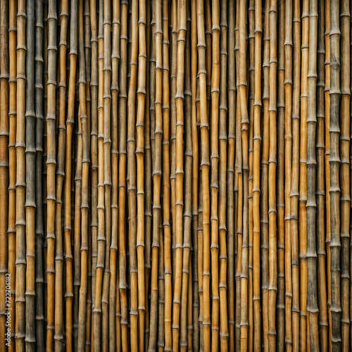 close-up of a bamboo wooden surface  with planks of bamboo. The grain of the wood is visible  and there are some visible knots