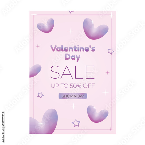 vector valentines day sale discount special template and flyer in Y2K style