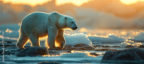 Polar bear on the iceberg. Generative AI technology.