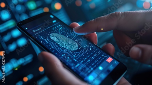 Securing Your Digital Realm, Mobile Smartphone with Biometric Fingerprint and Two-Factor Authentication for Personal Data Safety in Cybersecurity.
