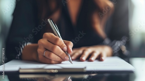 Businesswoman signing a contract photo