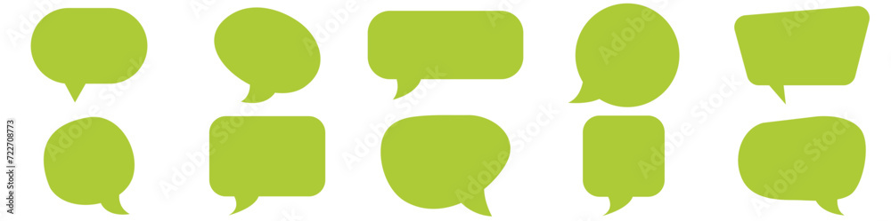 Speech Bubble Balloon Icon green | Blank Bubbles | Communication Symbol | Message Logo | Cartoon Sign | Isolated | Variations