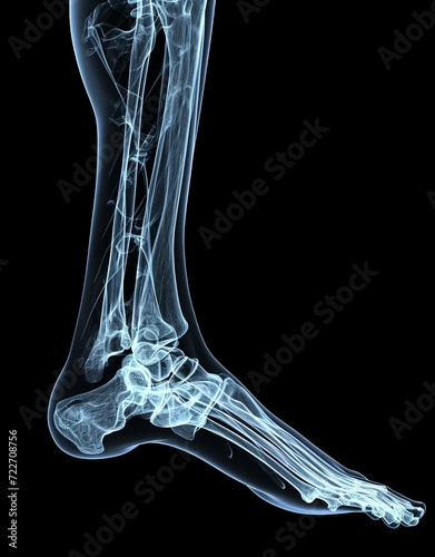 Human leg and feet X-ray. Generative AI technology.