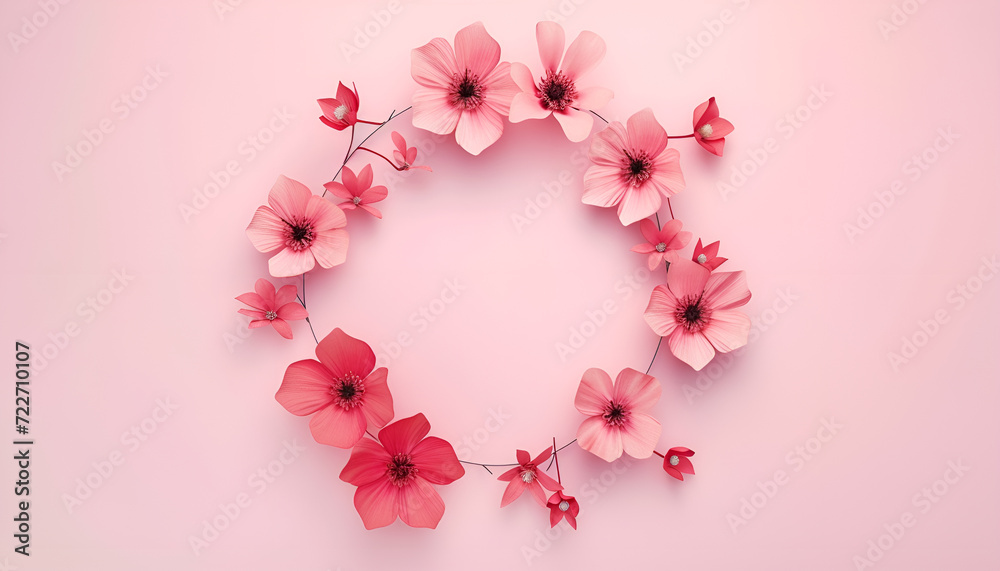 pink flowers circular wreath