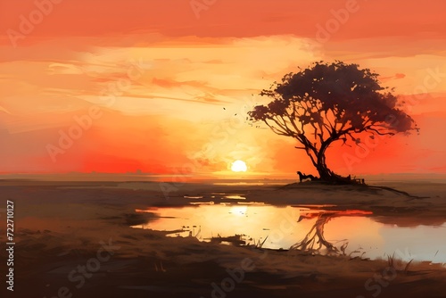 Simple illustration of a sunset