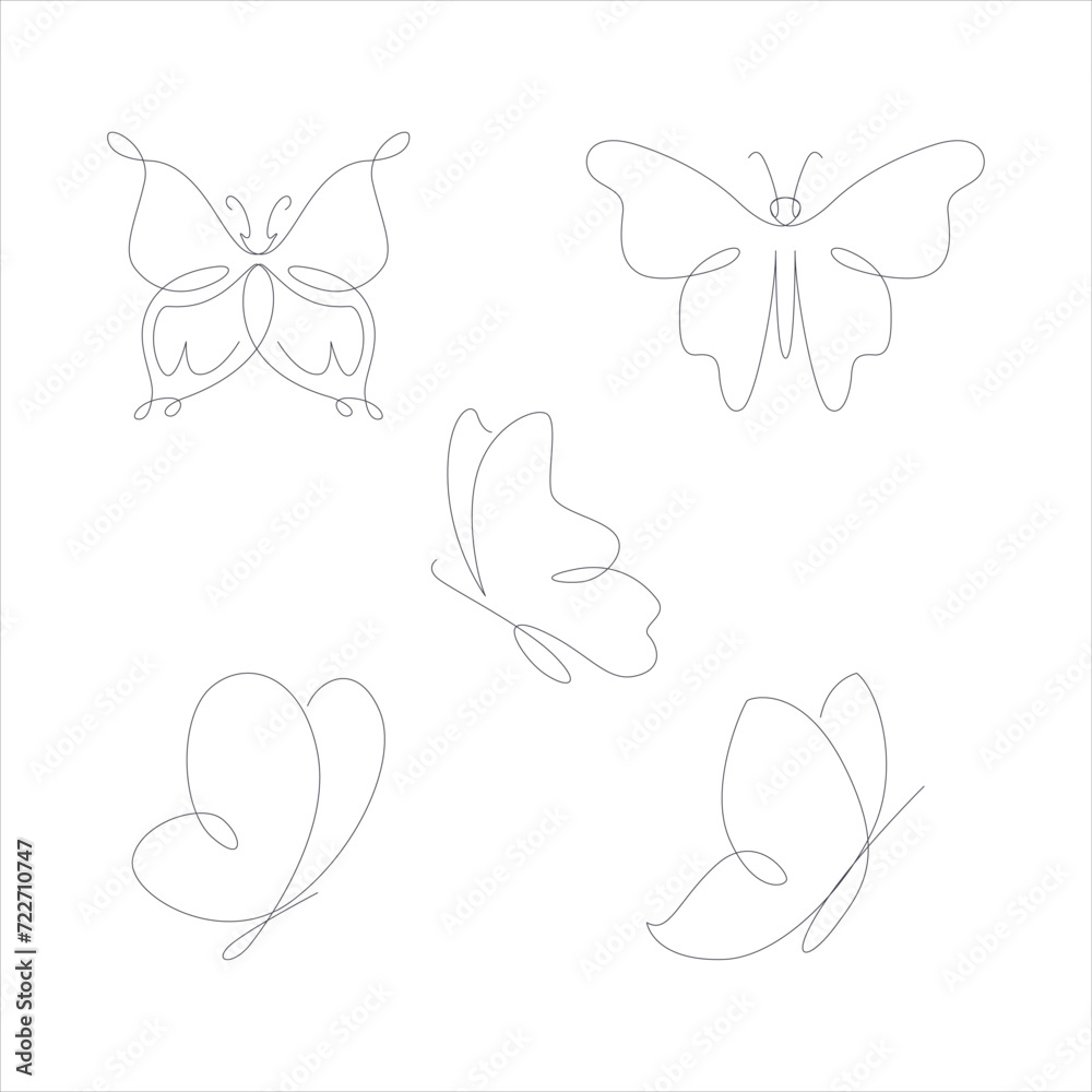 set of butterflies