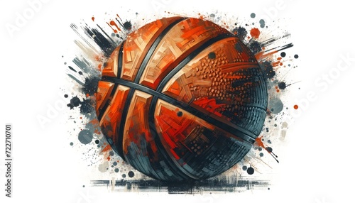 a basketball in a modern artwork style with abstract paint strokes © CHOI POO