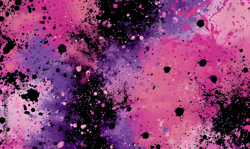 pink and purple splatter pattern splash with a black, Generative AI