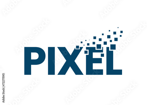Pixel name in pixels flying format, Vector typeface text to pixels converting.