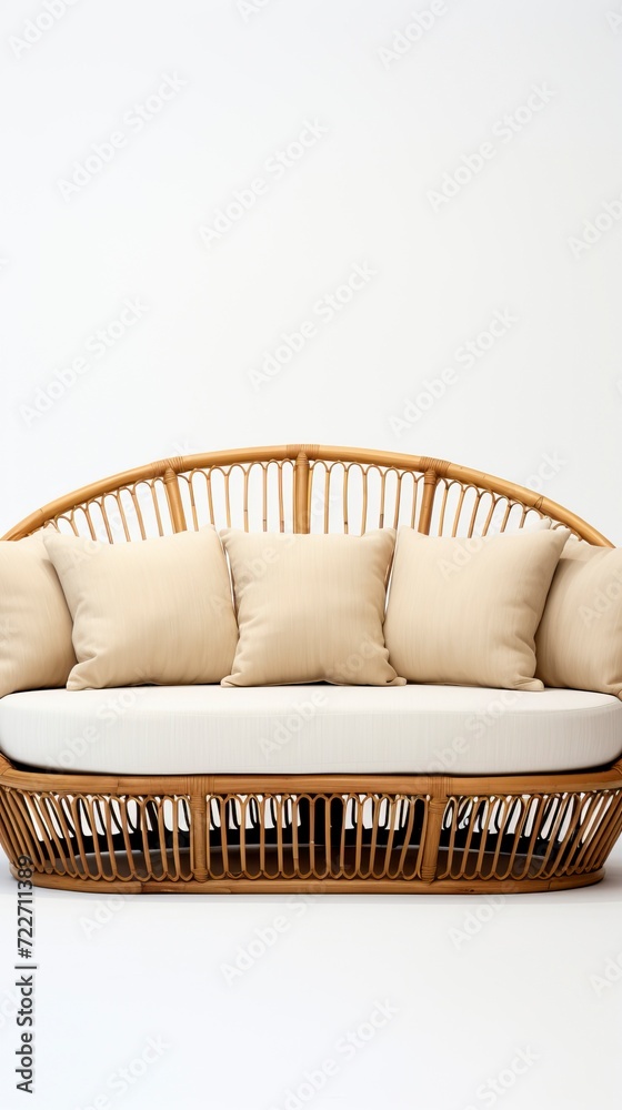 Obraz premium outdoor garden rattan straw couches on White backgrounds