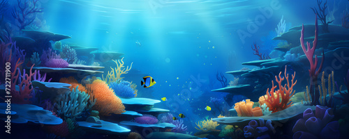Panel kuchenny z motywem Under the sea background under the ocean background sea eco system background sea life background marine life background
