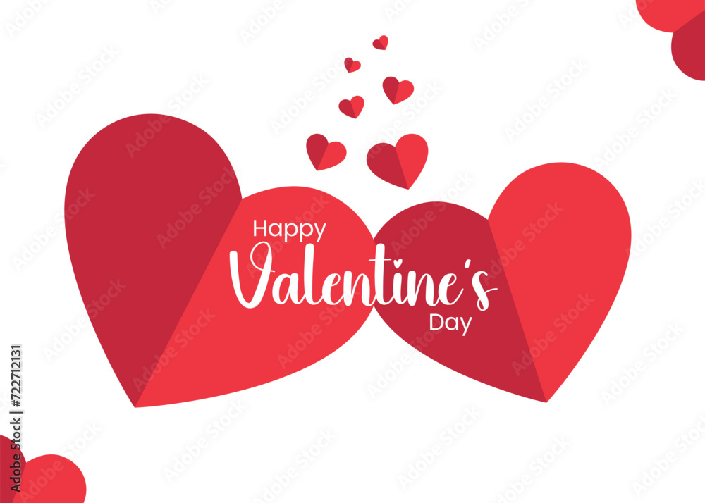 Happy Valentine's Day celebration, Vector illustration hearts, Love greeting card design, Posters with a Love shape on a red background.