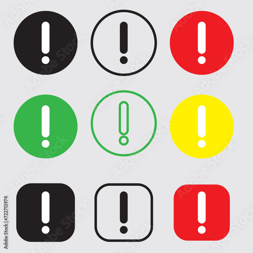 set of exclamation mark different color and style. 