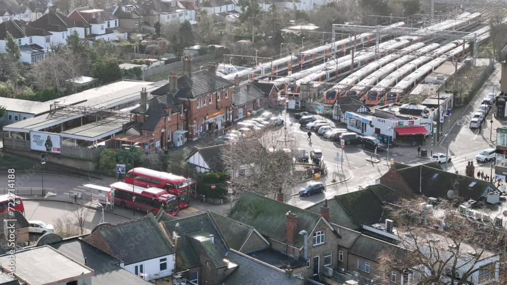 Train depot at Chingford Station East London UK drone,aerial Train depot at Chingford Station East London UK drone,aerial