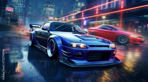 Street racing videogame gameplay with information  © CREATIVE STOCK