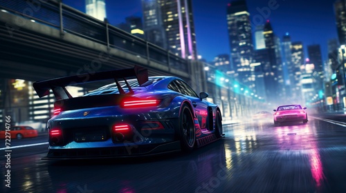 Street racing videogame gameplay with information 