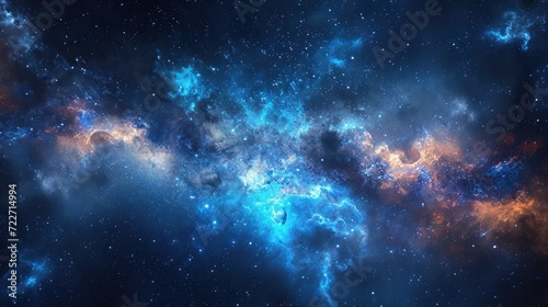  a space filled with lots of stars next to a bright blue and orange star filled sky with lots of stars.
