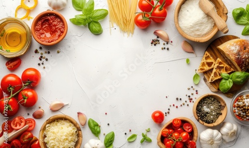 Italian ingredients on a white background
