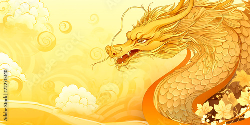 Chinese style  Japanese  abstract  golden dragon painting
