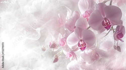  a close up of a pink flower on a white background with a blurry image of flowers in the background.