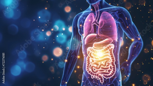 digestive system. The digestive system breaks down food into simple nutrients such as carbohydrates, fats and proteins