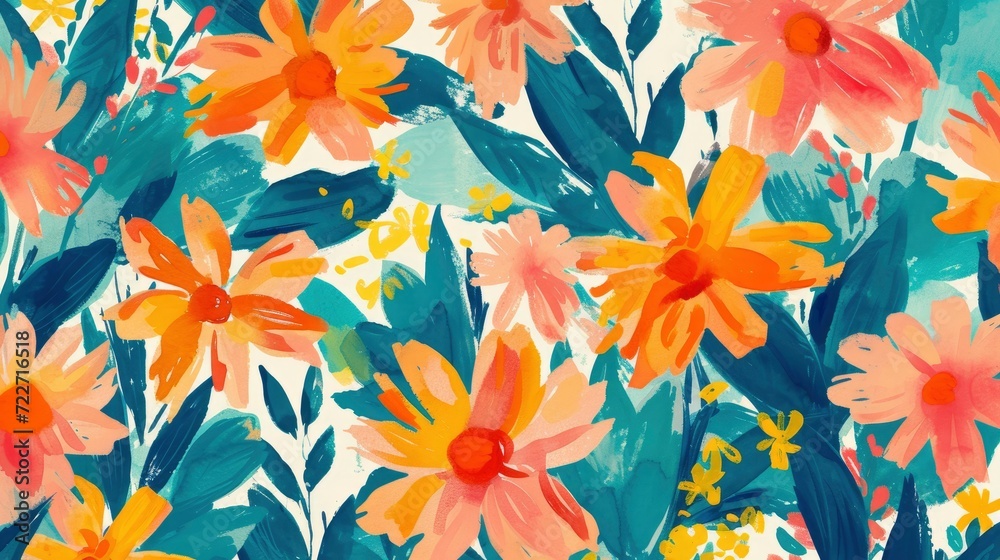 Hand painted daisy floral pattern
