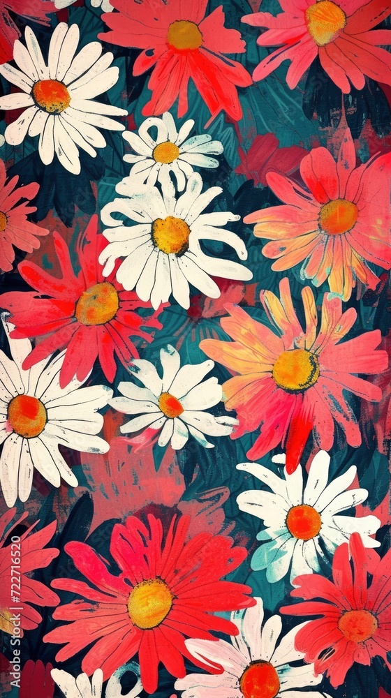 Hand painted daisy floral pattern