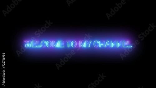 welcome to my channel blue pink neon glow futuristic effect photo