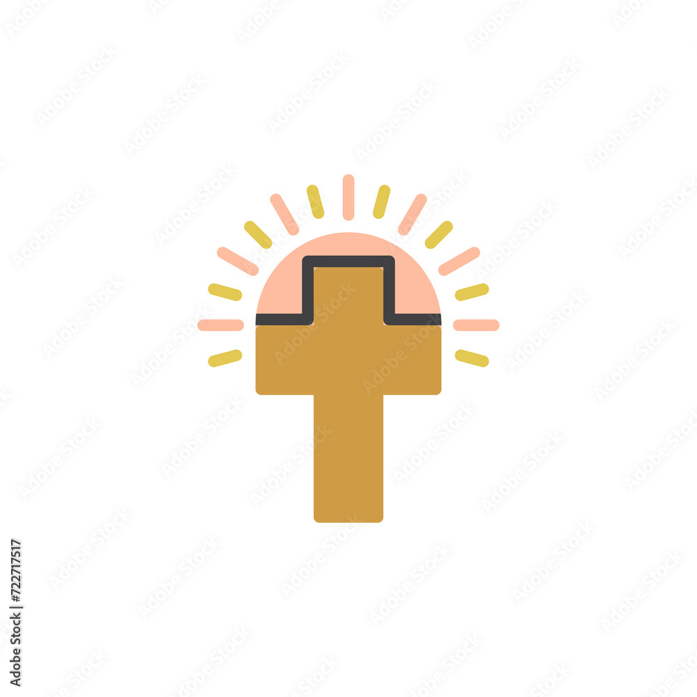 Obraz premium Easter cross and sun flat icon