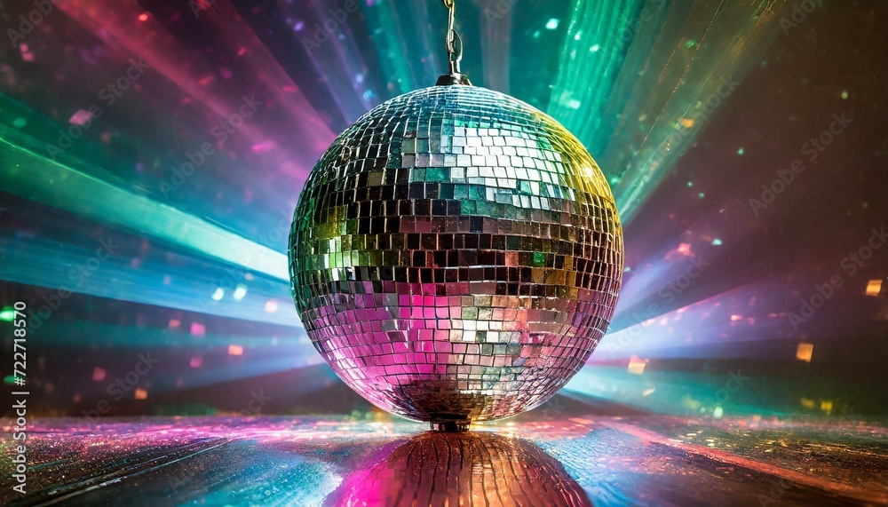 Fototapeta premium disco ball with disco lights, Ai Generate 