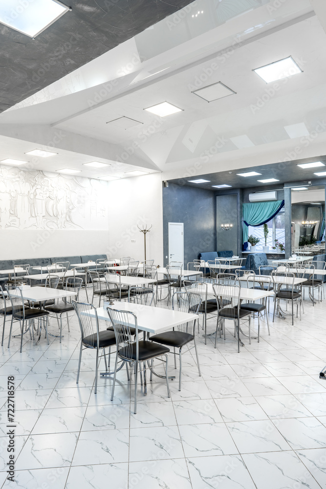 Interior of light colored canteen at the business center