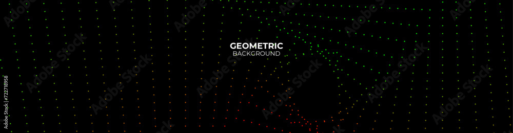 Abstract futuristic pink and green wave with moving dots. Flow of particles with glitch effect. Ideal vector graphics for brochures, flyers, magazines, business cards and banners. Vector illustration Abstract futuristic pink and green wave with moving dots. Flow of particles with glitch effect. Ideal vector graphics for brochures, flyers, magazines, business cards and banners. Vector illustration