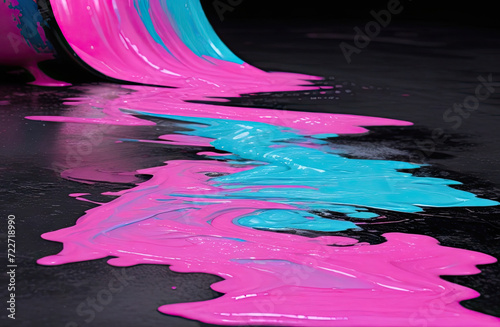 flow of liquid paint full of pink color