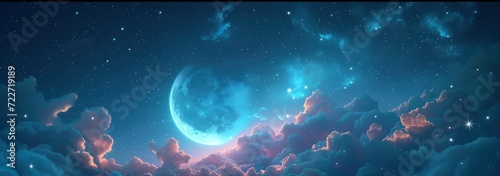 Aesthetic clouds and moon background #722719189