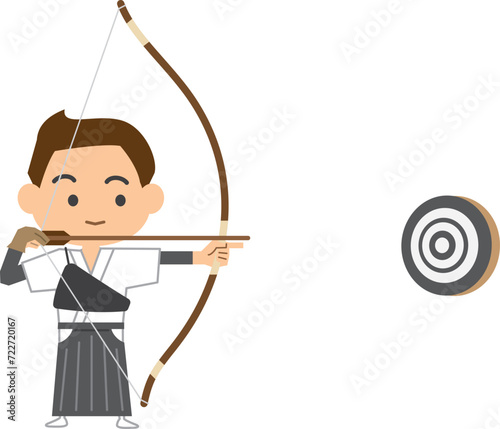 男子弓道選手のイメージイラスト