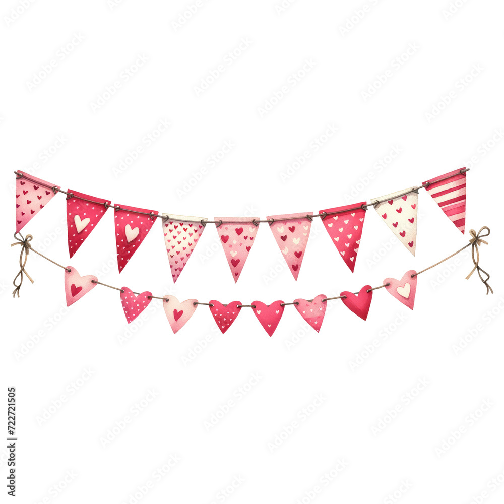 Obraz premium Valentine's Day Pink Bunting Flags