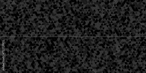 Abstract Black and gray square triangle tiles pattern mosaic background. Modern seamless geometric dark black pattern low polygon and lines Geometric print composed of triangles.